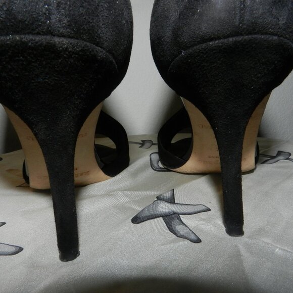 Kate Spade New York Cate Black Open Toe Suede Leather T-Strap Heels Size 6.5 - Picture 11 of 16